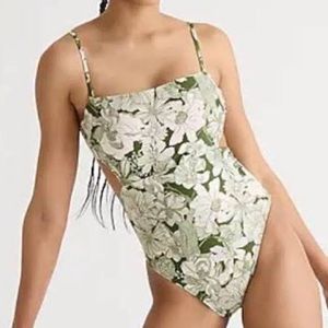 J Crew Liberty London one piece swim suit Green floral size 6